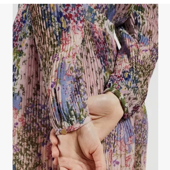 2023 COLLECTION TED BAKER FLOSSI LONG SLEEVE PRINTED DRESS SZ US 8 OR TED SZ 3 - Picture 2 of 12
